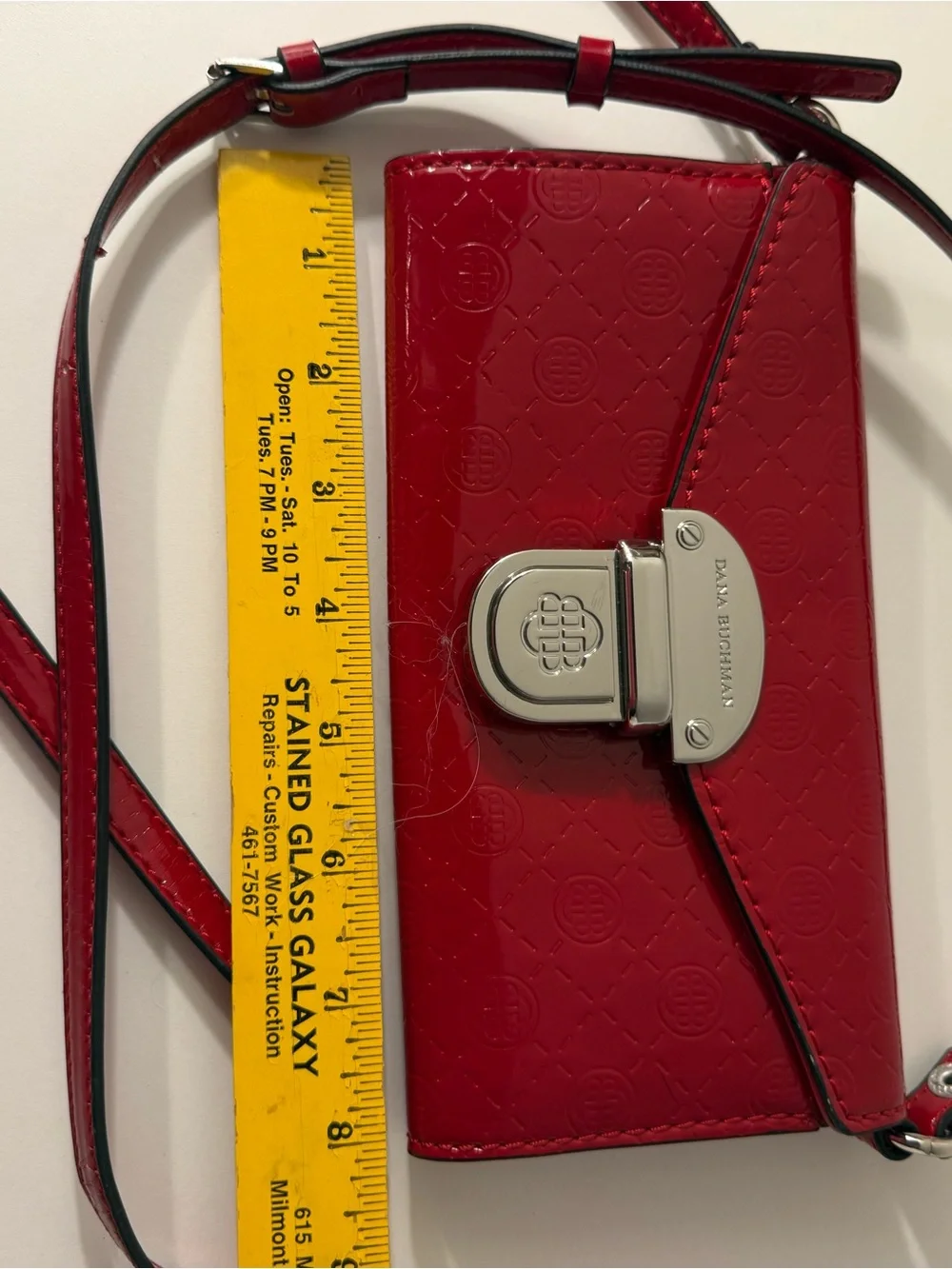Dana Buchman Red Leather Crossbody with Silver-Tone Lock